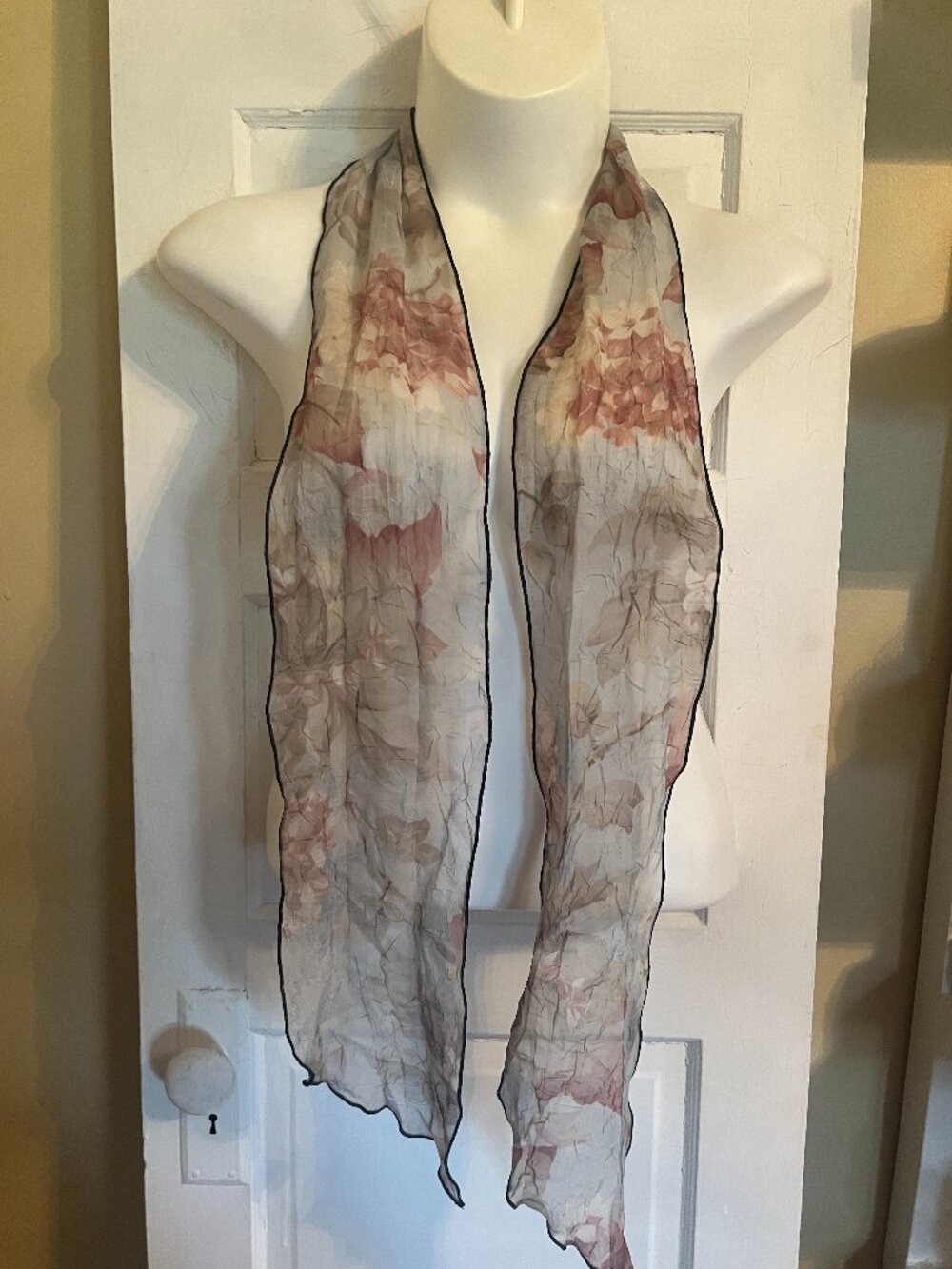Luxurious Dusty Blue Floral Scarf